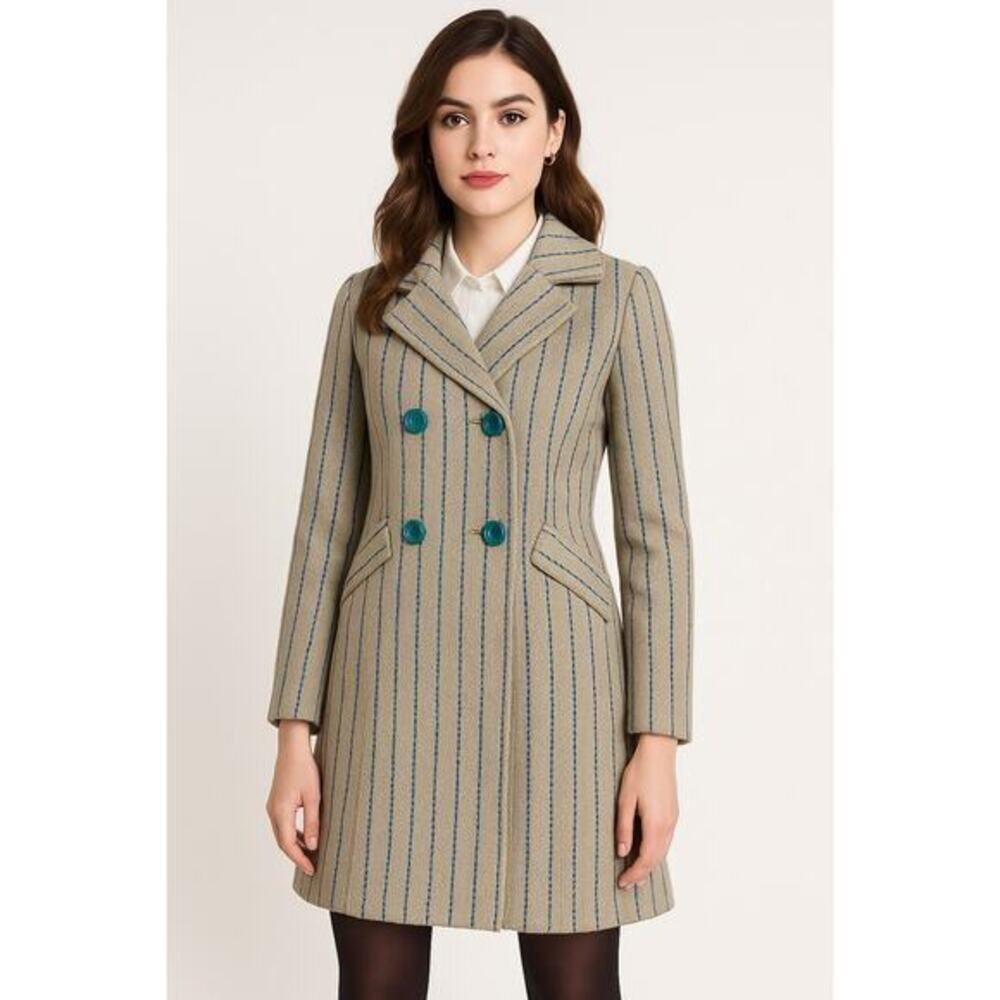 Anthropologie Tulle Embroidered Pattern Peacoat Dress Jacket Size XS NWT